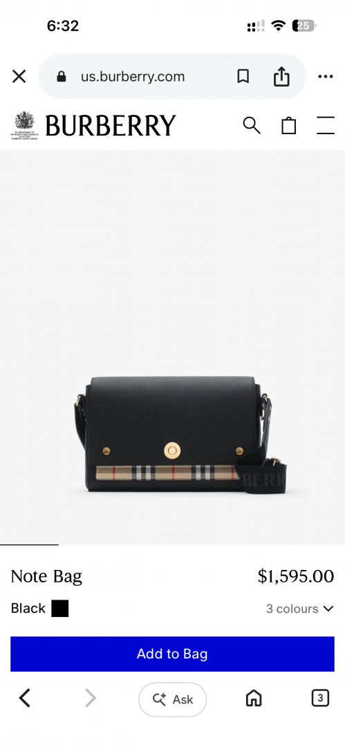 Burberyy CB Note Camera Flap Crossbody Bag With Original Box DustCover & CarryBag