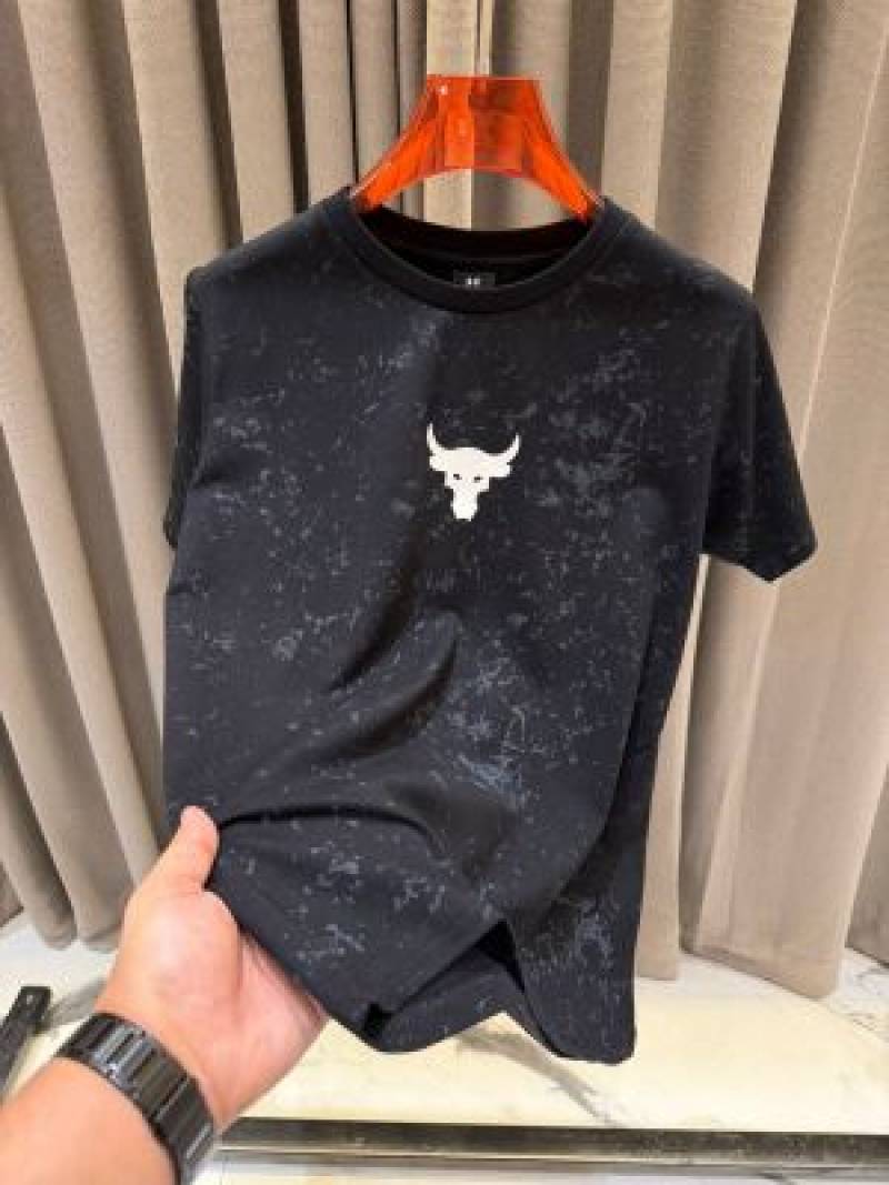 Under Armor Middle Brand Logo Round Neck T-shirt Black