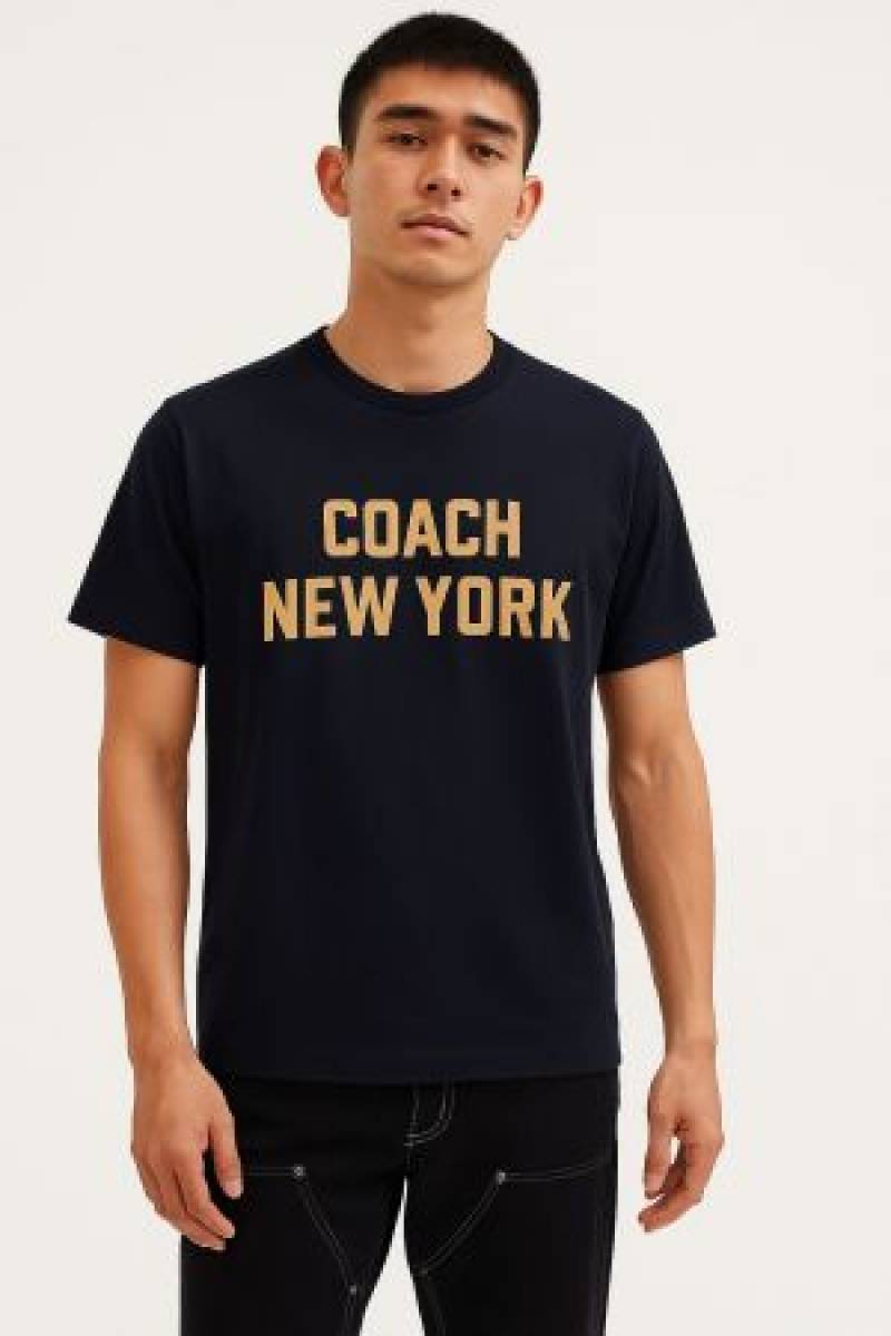 SALE Coatch Middle Brand Logo Round Neck T-shirt Black