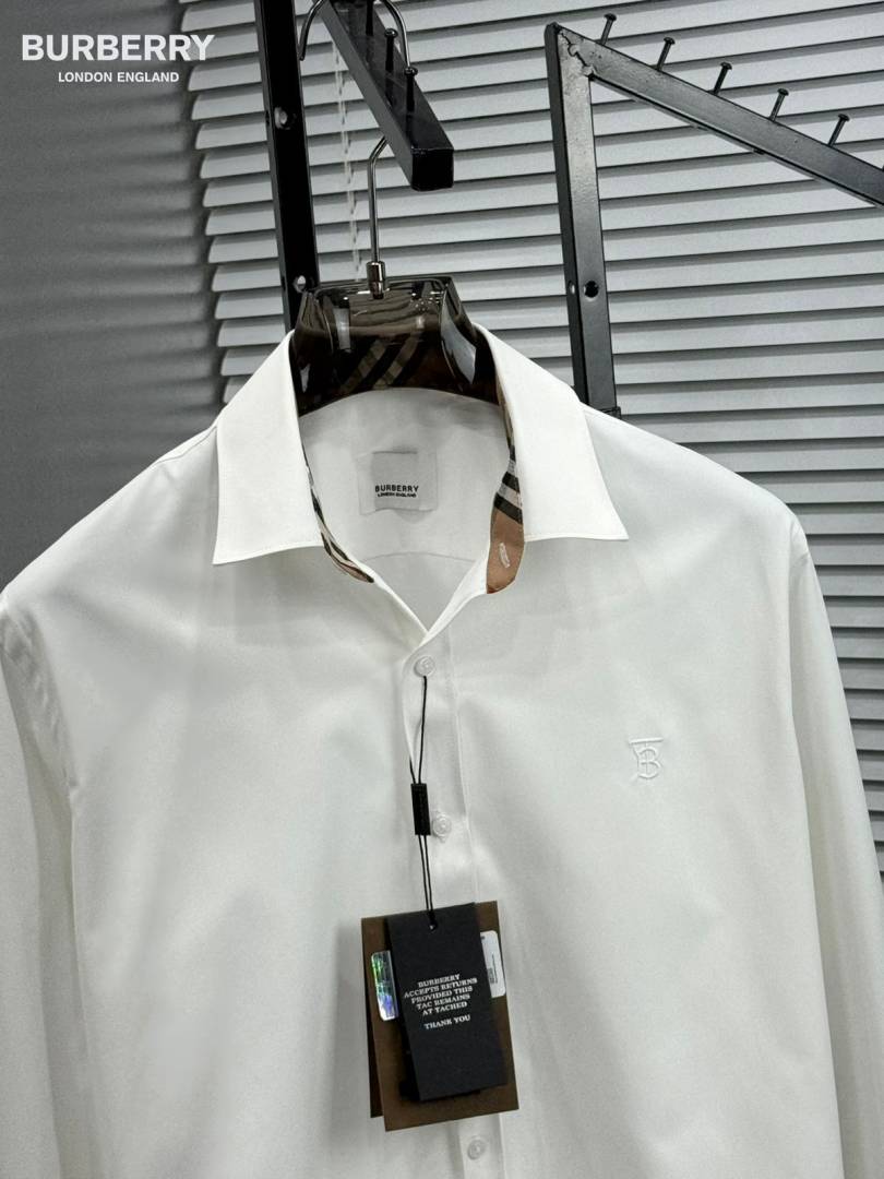 Burbery Chest Logo Full Sleeves Shirt White