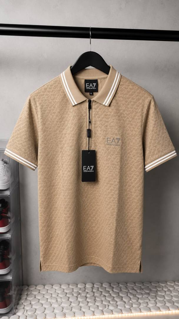 EA7 Empori_o Arma_ Monogram Zip Polo T-Shirt With OG Box Packaging 1390