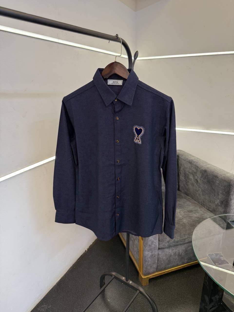 Ami navy denim style imported shirt with front and back pattern