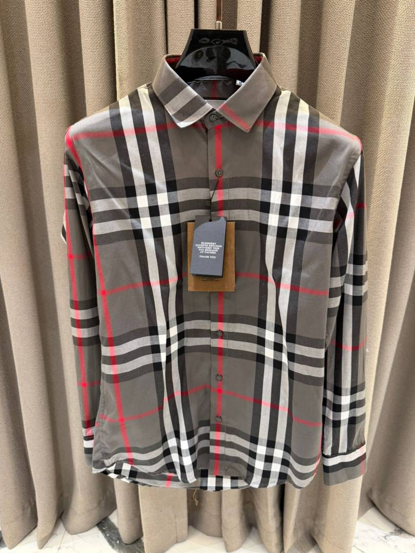 Burbery Box Pack Full Sleeves Checks Shirt Grey