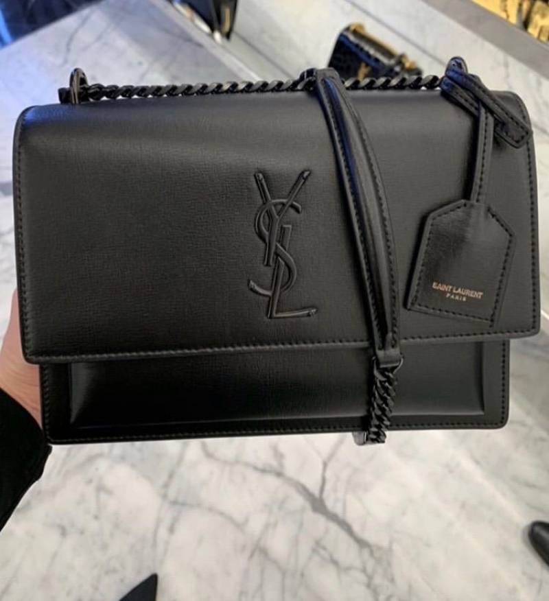 Ysl Sunset All Black 2503 Shoulder Bag With OriginalBox & DustCover