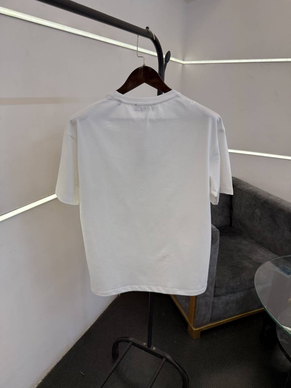 Balenciag a oversize drop shoulder imported round neck tshirt white