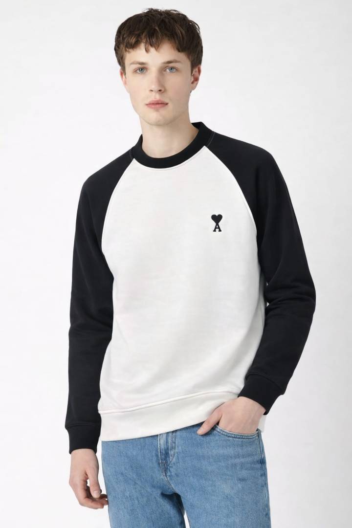Ami IMPORTED STORE ARTICLE SWEATSHIRT WHITE BLACK