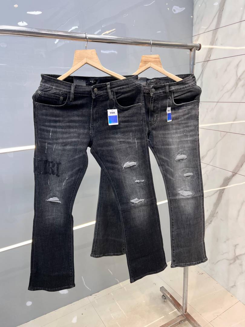 Ameeri Dark Shade Premium Imported Boot Cut Denim with Embroidered Logo 2401