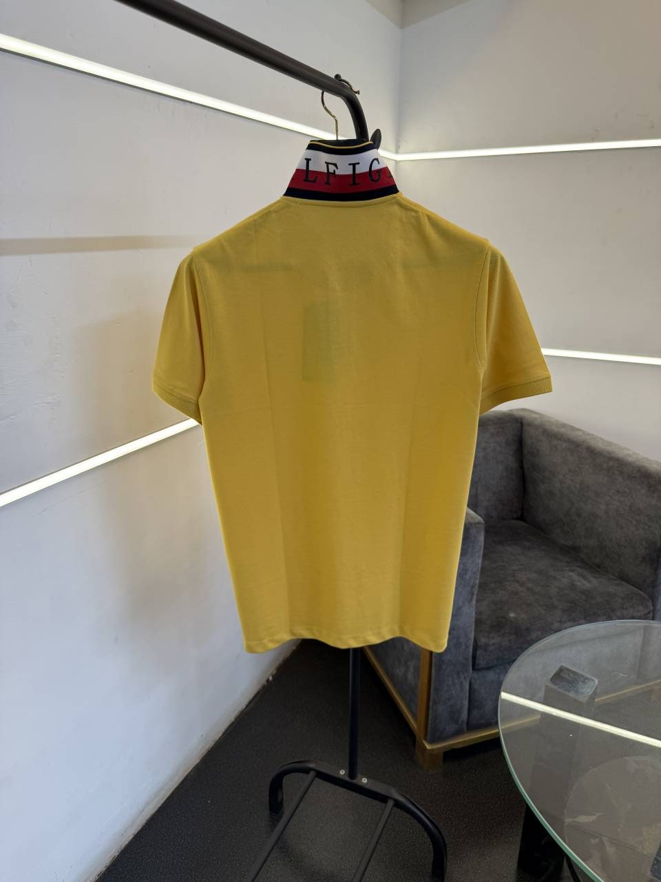 Tommy hilfigar steel logo matty cotton imported polo tshirt with brand collar yellow