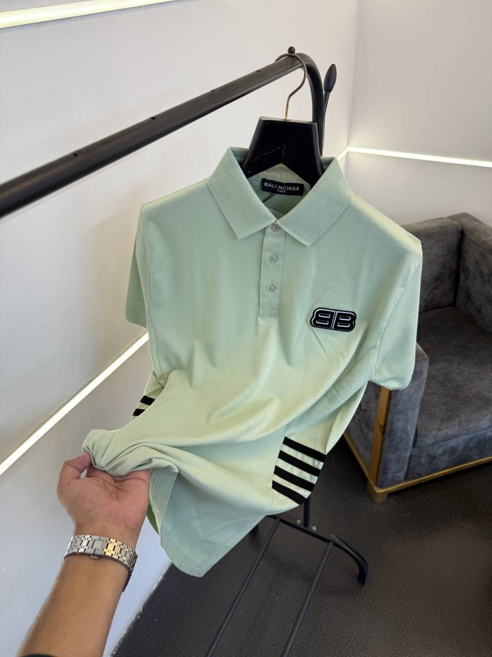 Balenciag a luxurious imported polo tshirt mint green sale