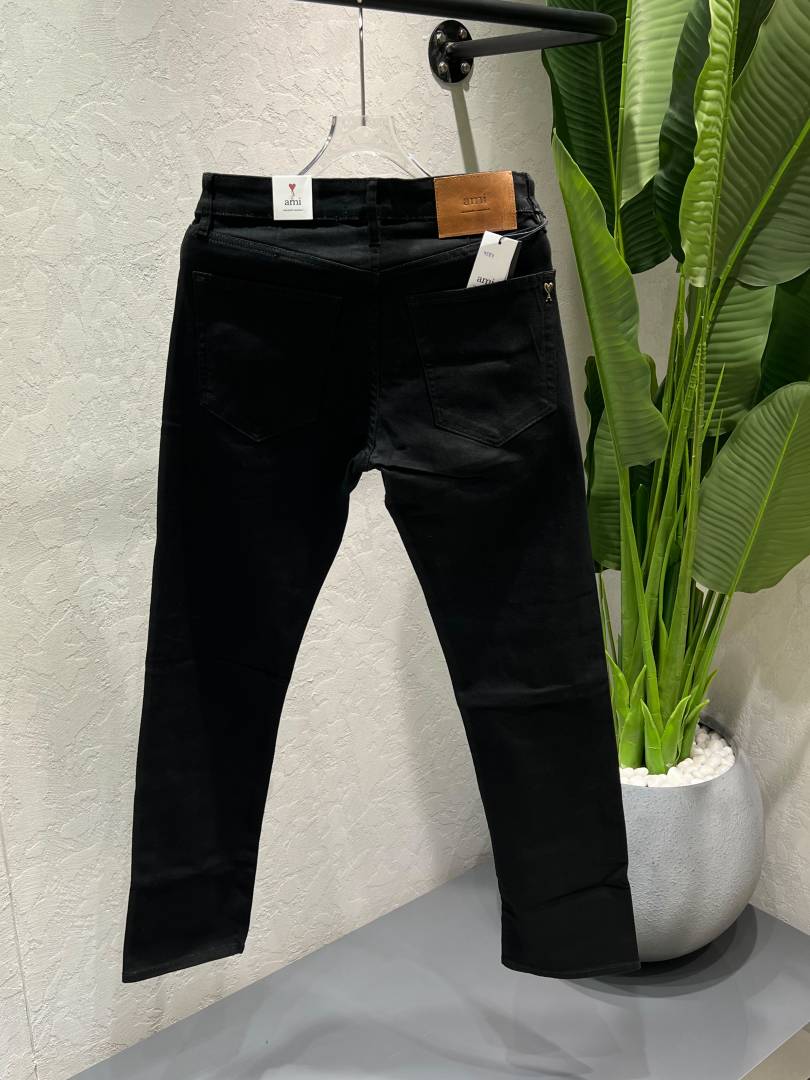 Ami Black Straight Fit Premium Imported Fabric Denim with Back pocket Metal Logo Design 4588