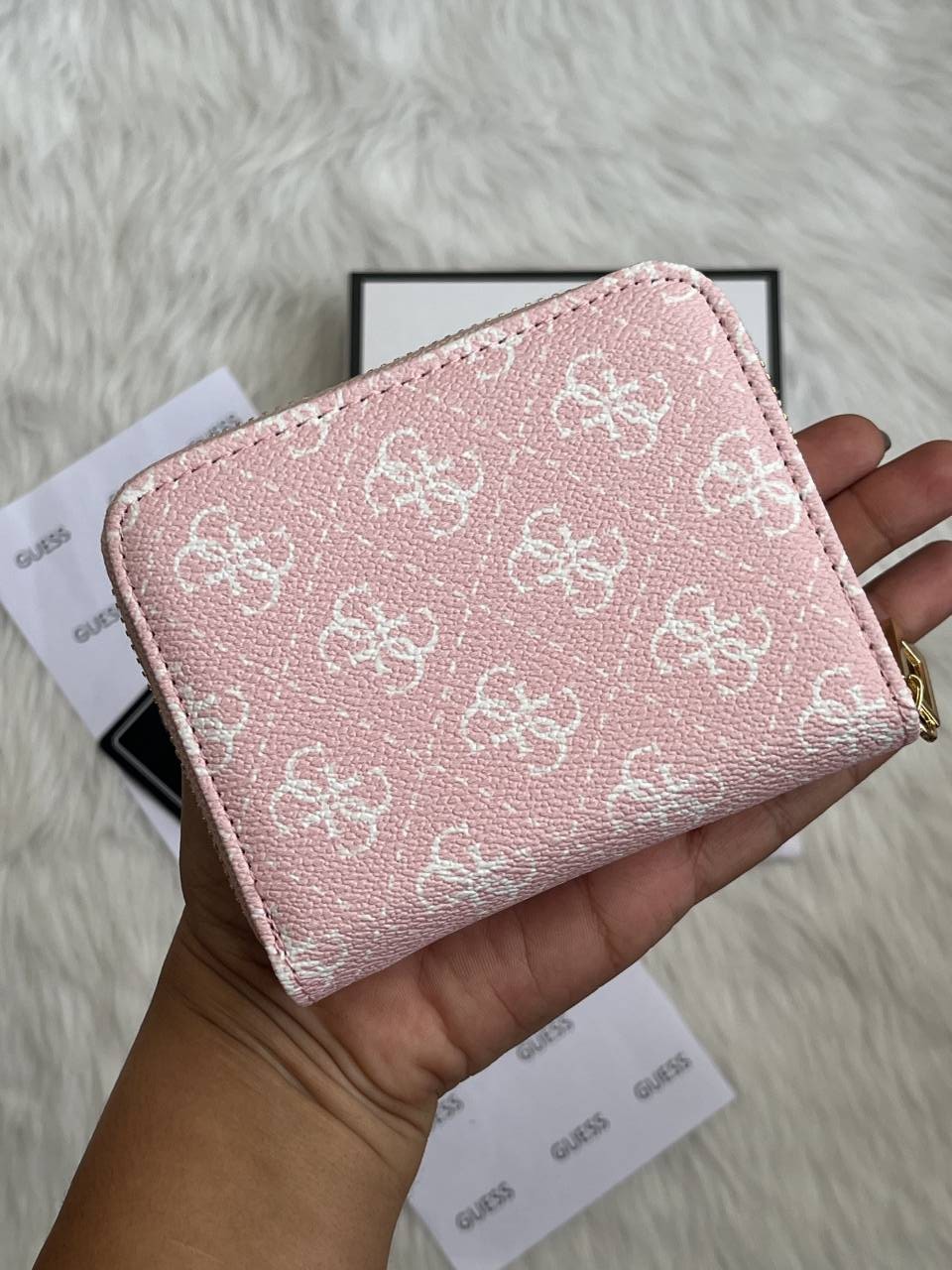 Guess 03 Pink Mini Zippy Wallet With Original Box - Dust Cover - Card Premium Packing