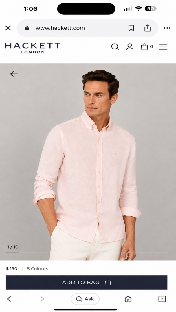 Hackett Chest Logo Full Sleeves Shirt Pink