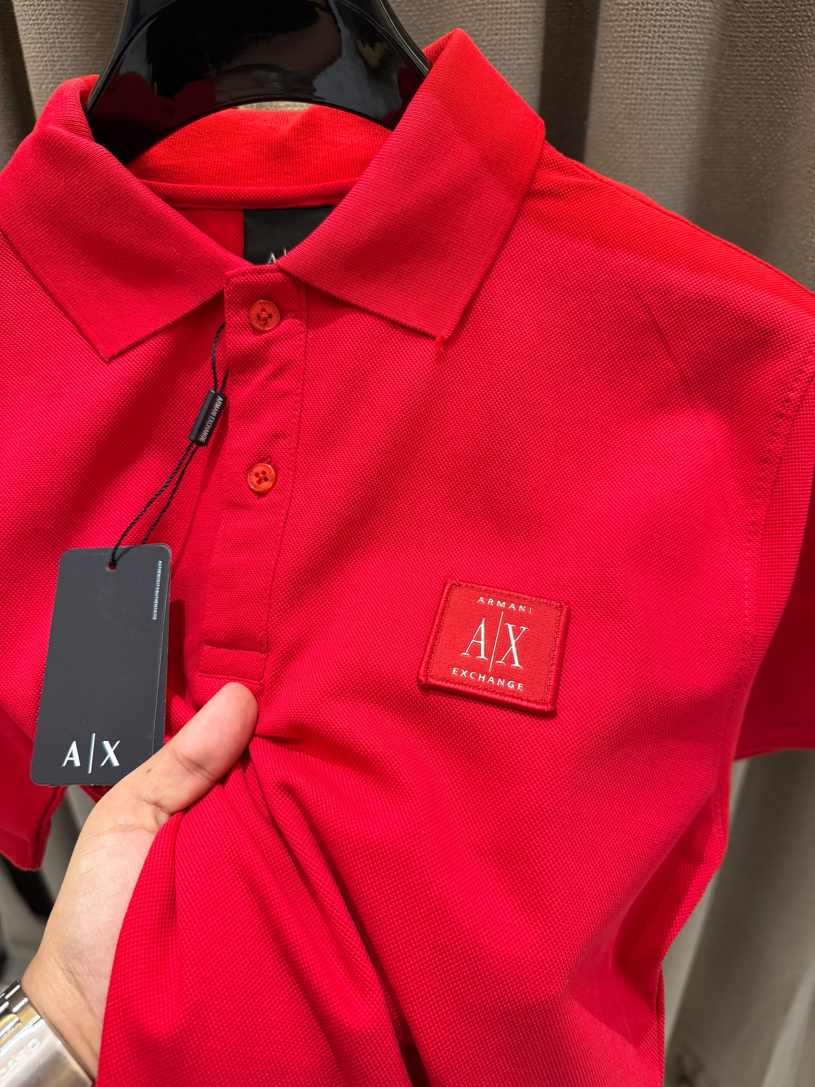 AX Chest Logo Polo T-shirt Red
