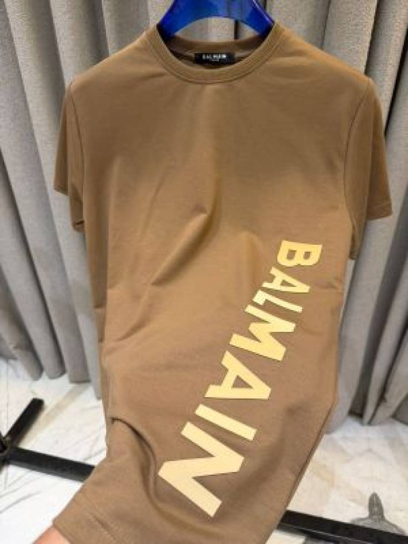 Balman Middle Brand Print Round Neck T-shirt Brown