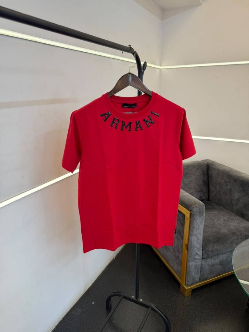 Armmani red Imported Round Neck Tshirt