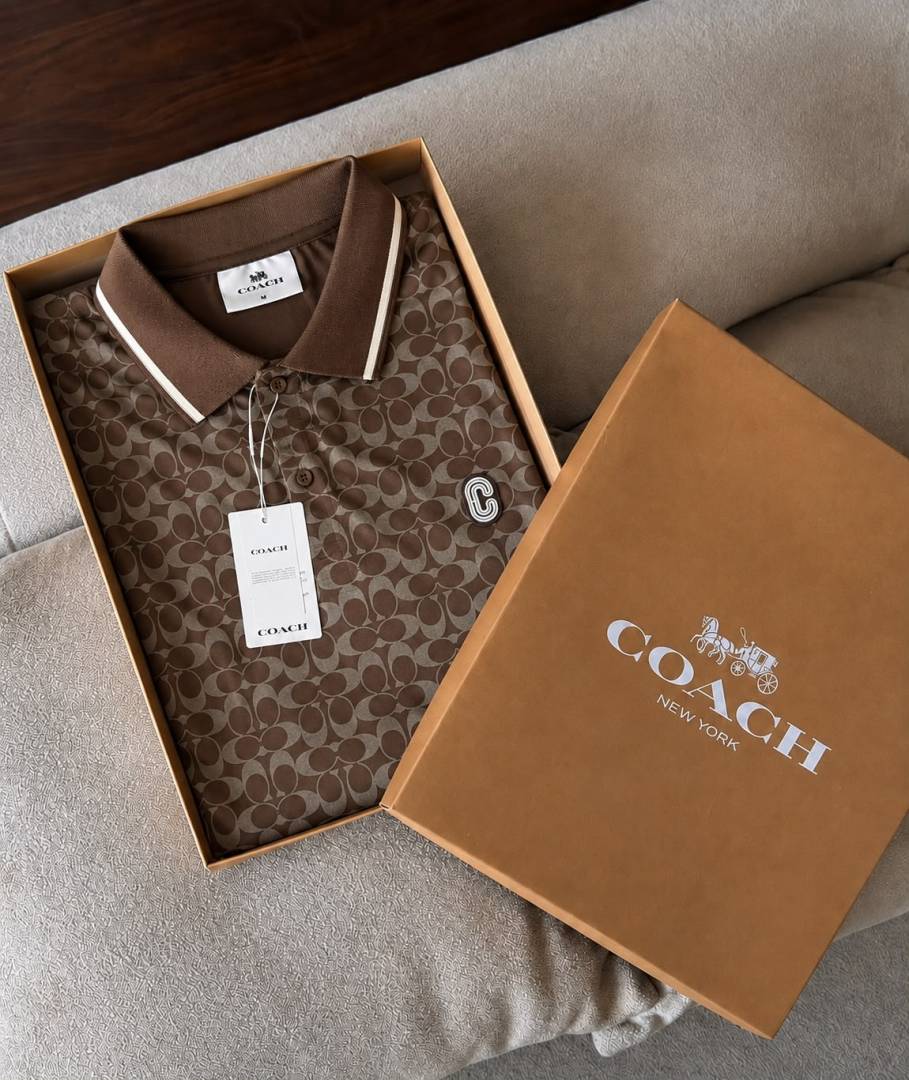 Coac Chest Logo Box Pack Polo T-shirt Dark Brown