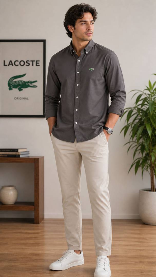 No return Lacost imported shirt Grey