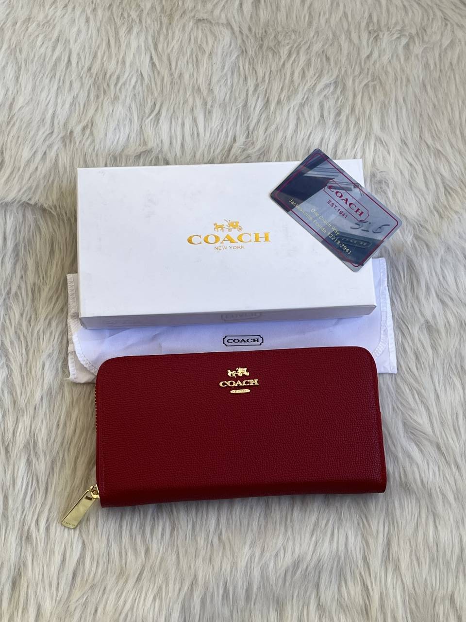 Coatch_121_Wine_Long_Zippy_Wallet_With_OriginalBox_DustCover