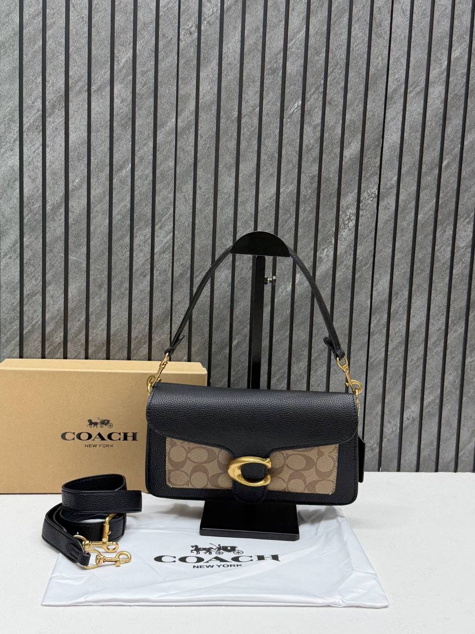 Coacch Tabby 26 Black-Bg Mono Shoulder Crossbody Bag With Original Box 2 Belt (Short Long)