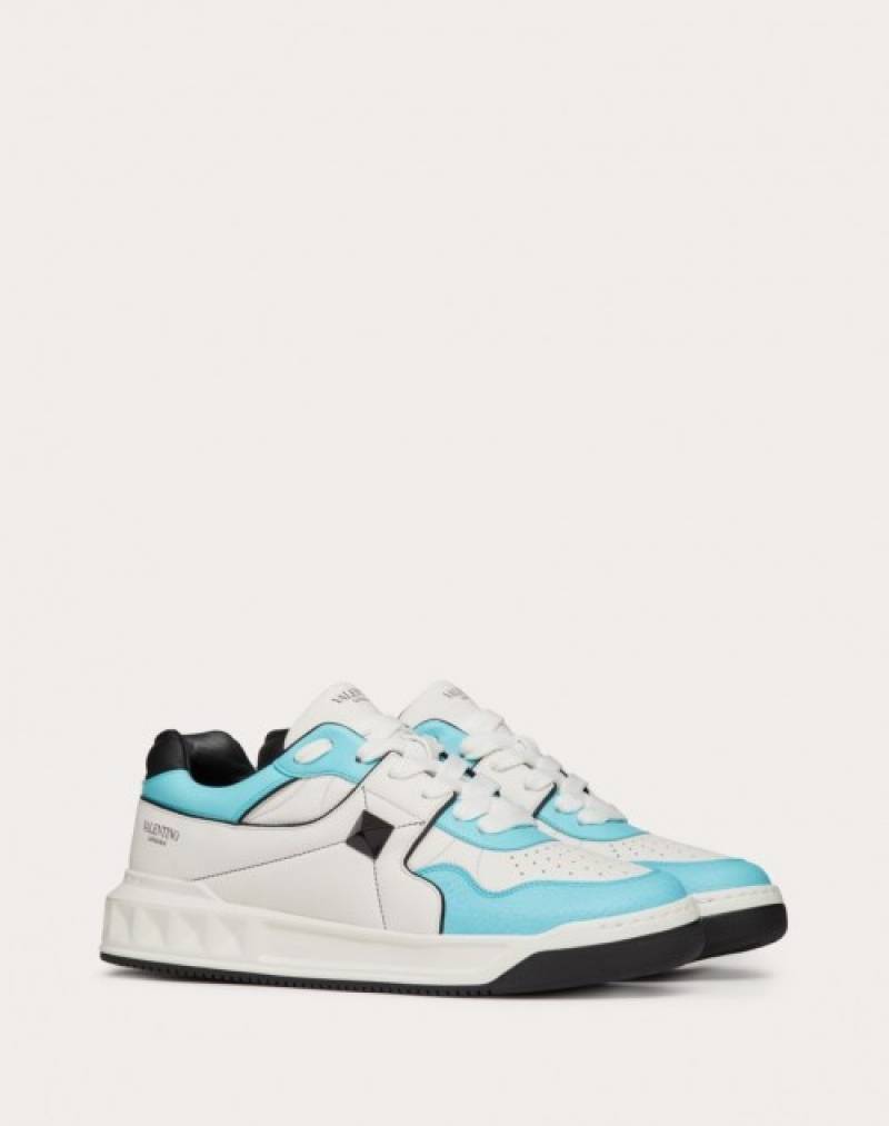 Valentynoo garavani one stud low top nappa sneaker white light blue 512