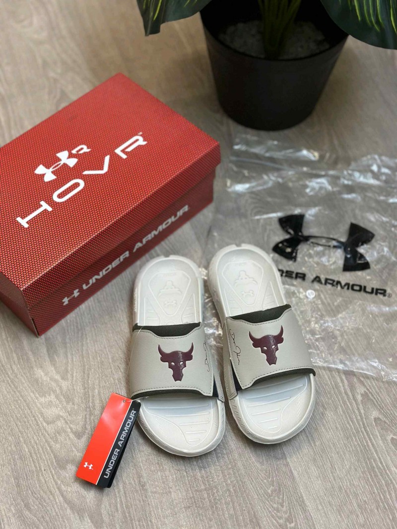 Under Armor Project Rock 3 Beige Brown Flip-Flop