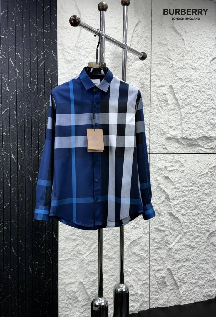 Burbery Signature Full Sleeves Shirt Navy Blue