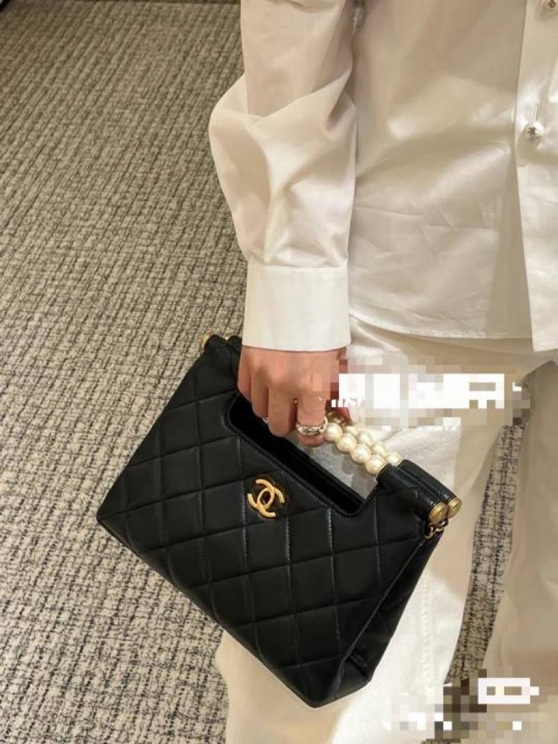 Channel Pearl Classic Flap Shoulder Bag With OG Box & Dust Bag (Black - 1160)