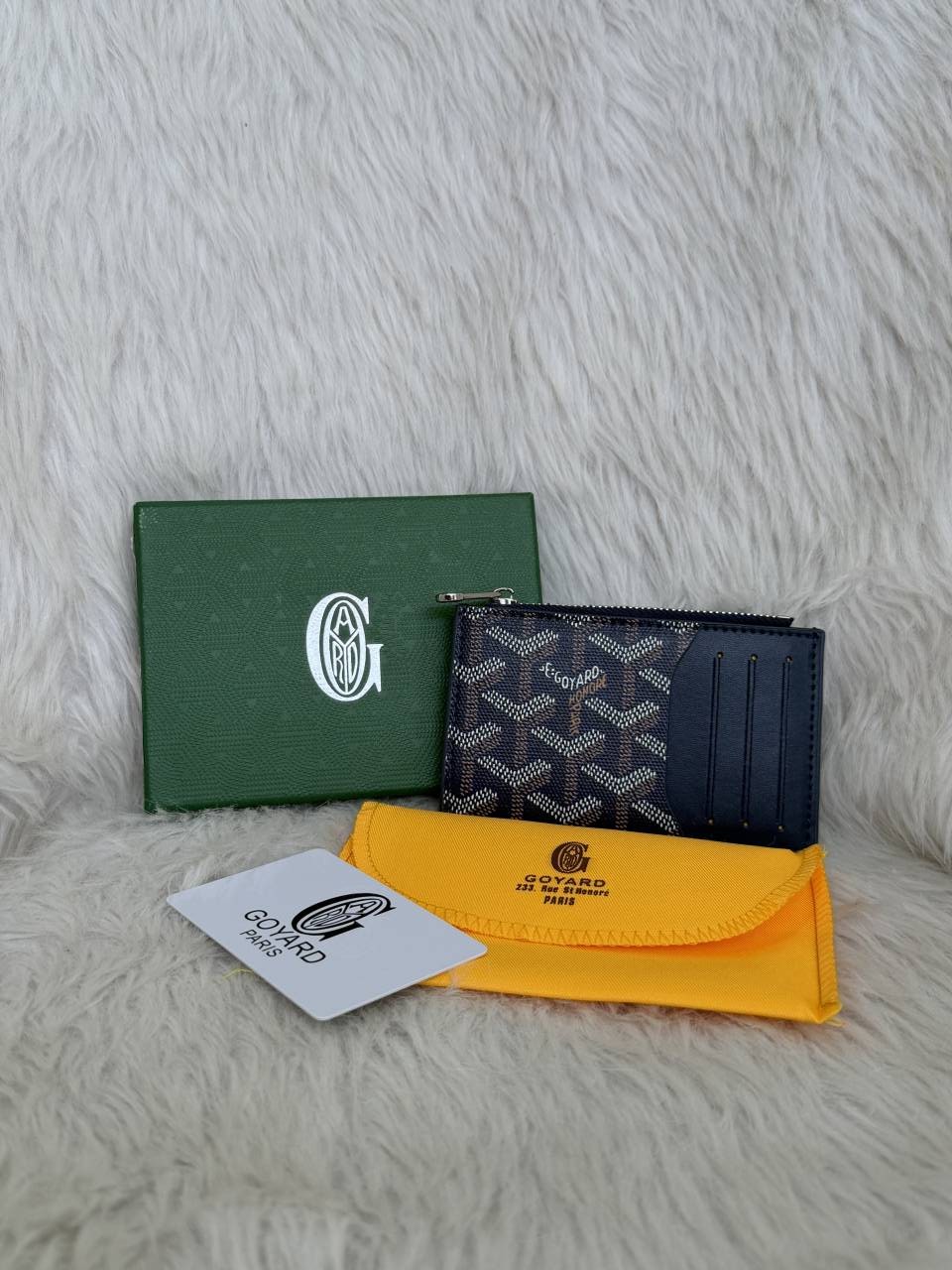 Goyarrd GO-1 Blue Bourbon Zip Card Case Wallet With Original Box & DustCover