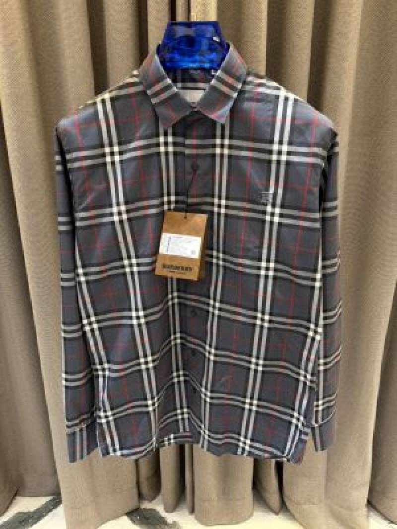 Burbery Signature Full Sleeves Shirt Grey