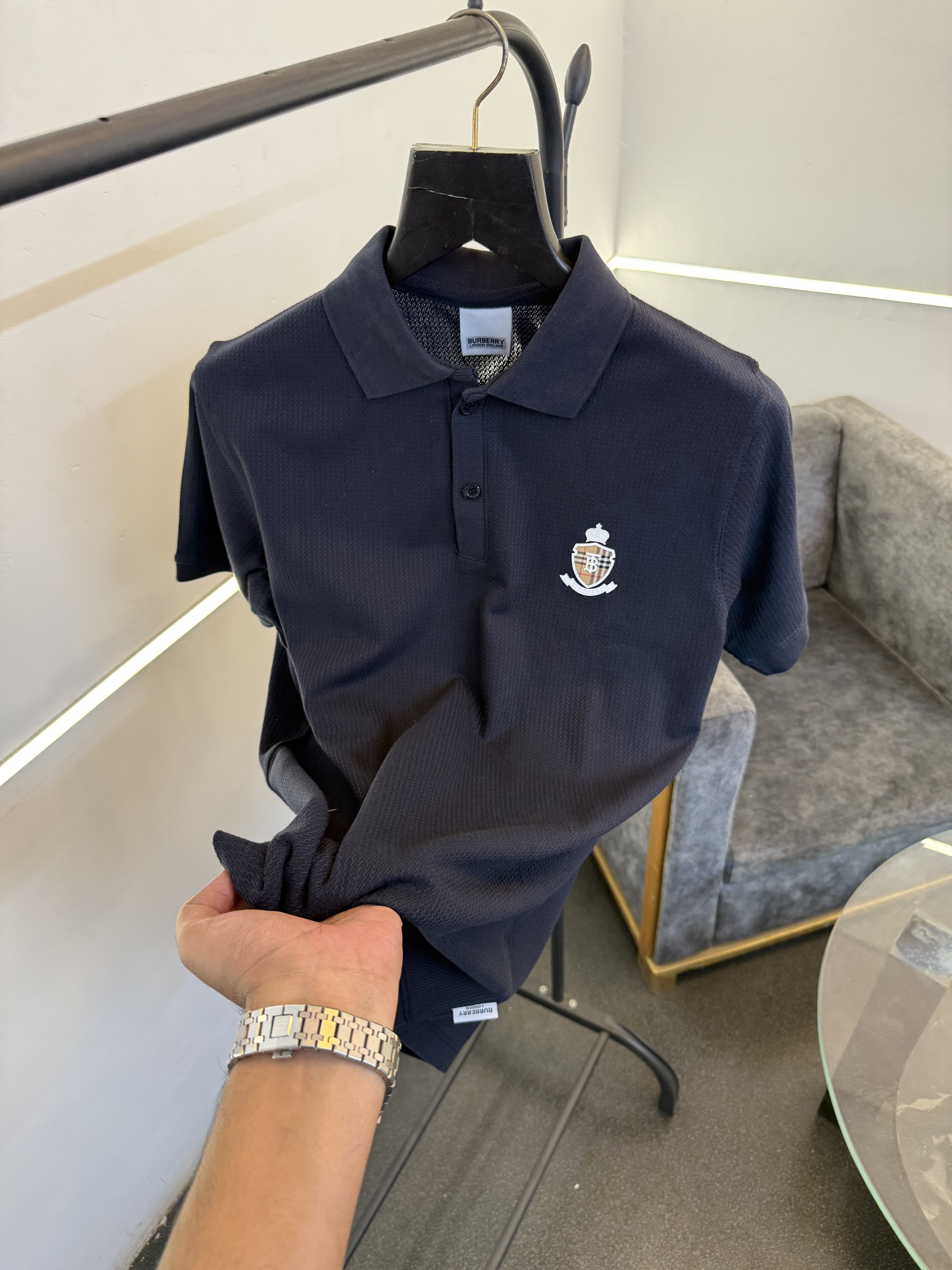 Burbery navy blue turkish imported knitted polo