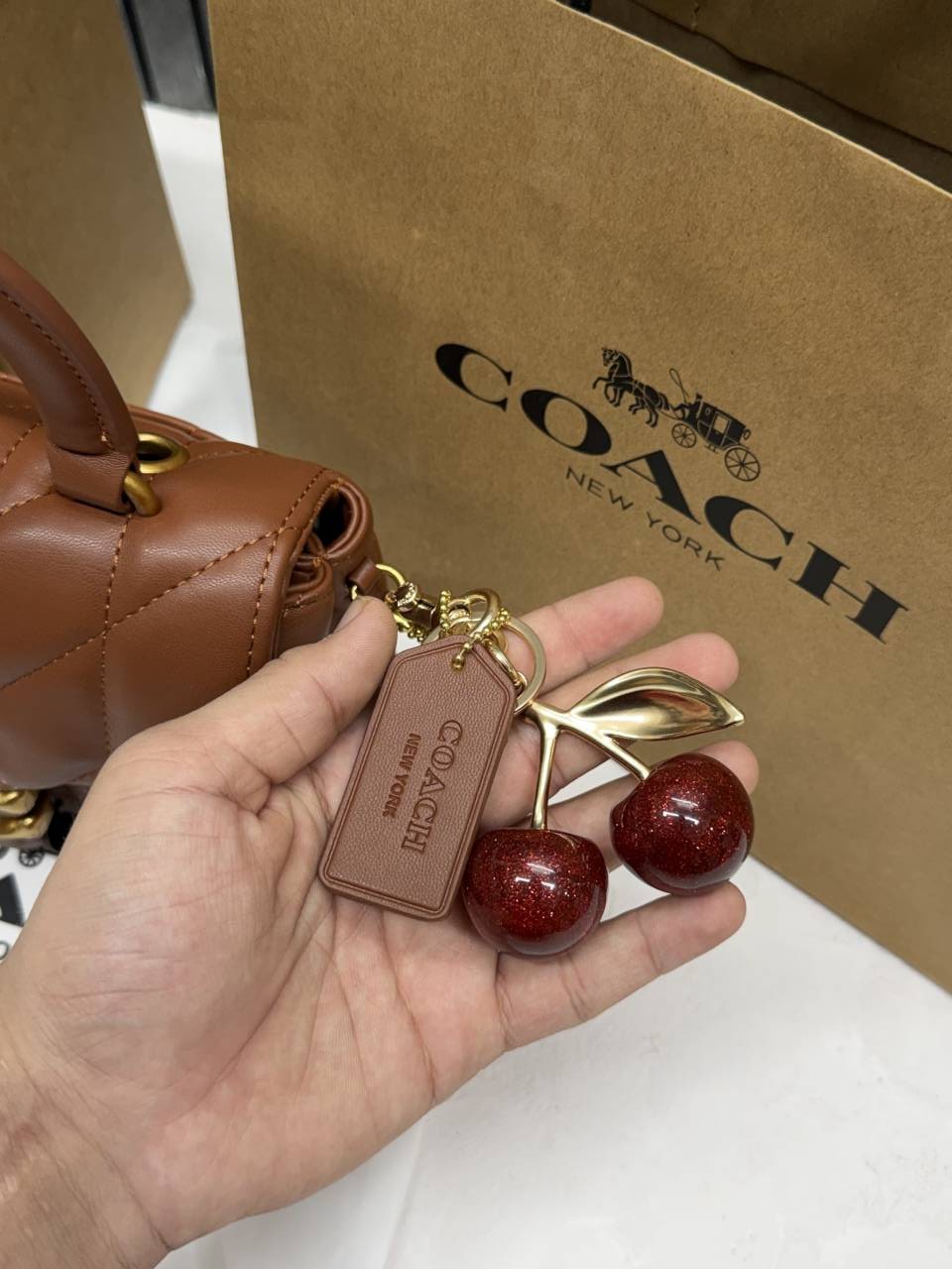 Coacch 9922 Tabby Top Handle Bag With Cherry Charm Original Box DustCover & CarryBag