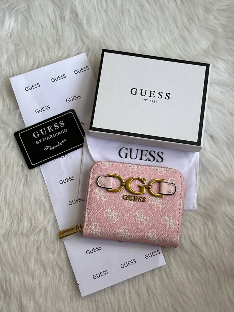 Guess 001 Light Pink Mini Wallet With Original Box Dust Cover Card Premium Packaging