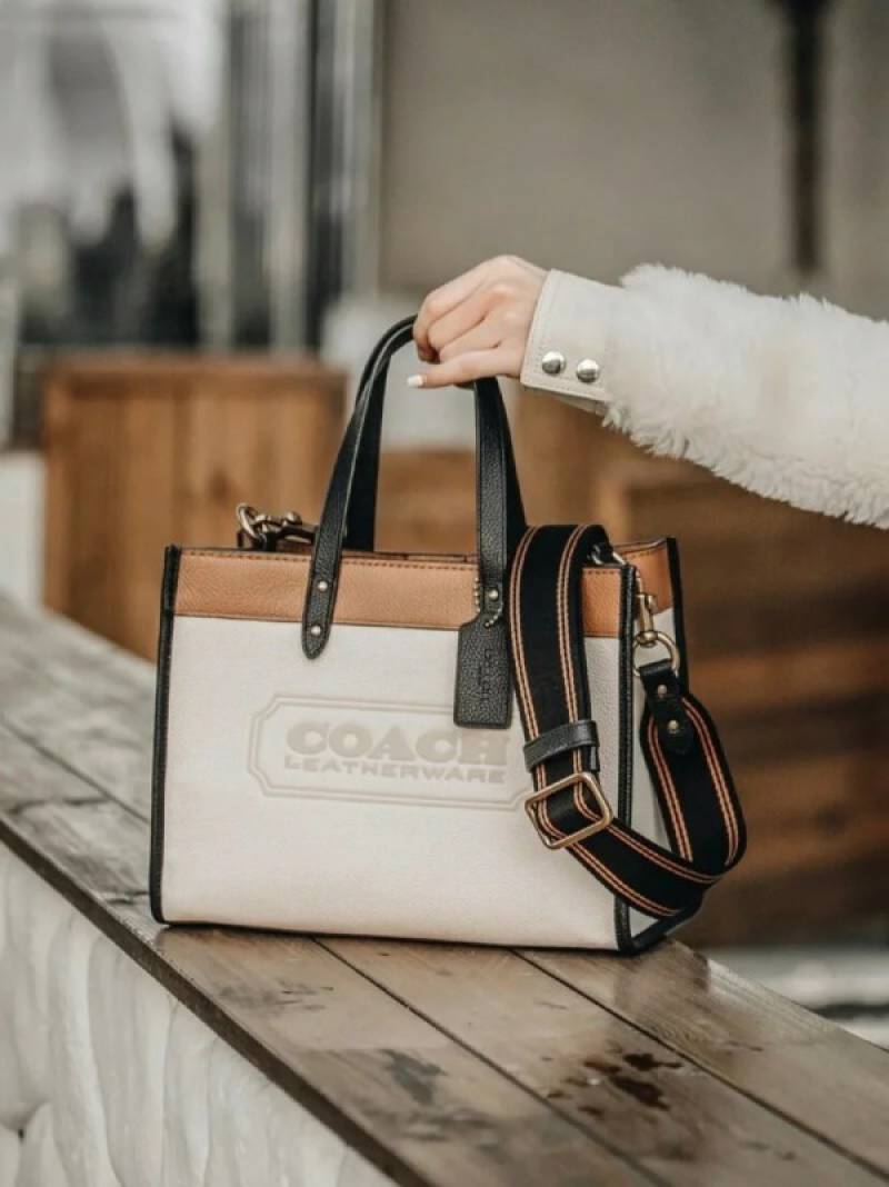 Coaach Field Tote Bag With OG Double Box & Dust Bag & Shoulder Strap & Extra Pouch (White - 116)