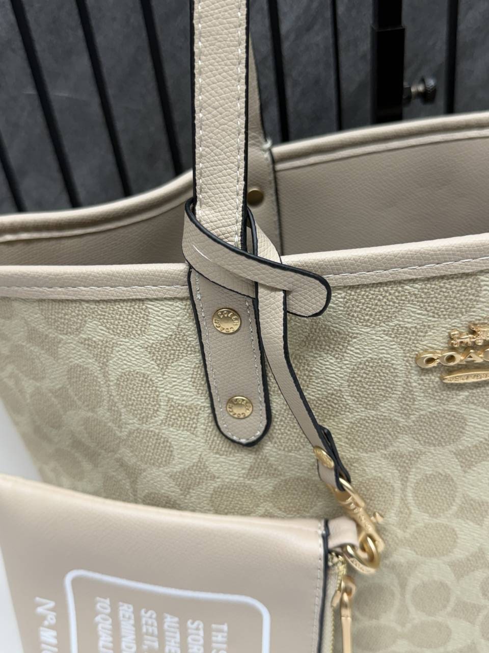 Coacch CB 02 Milk Tea Reversible City Tote With Wallet CarryBag & Original DustCover