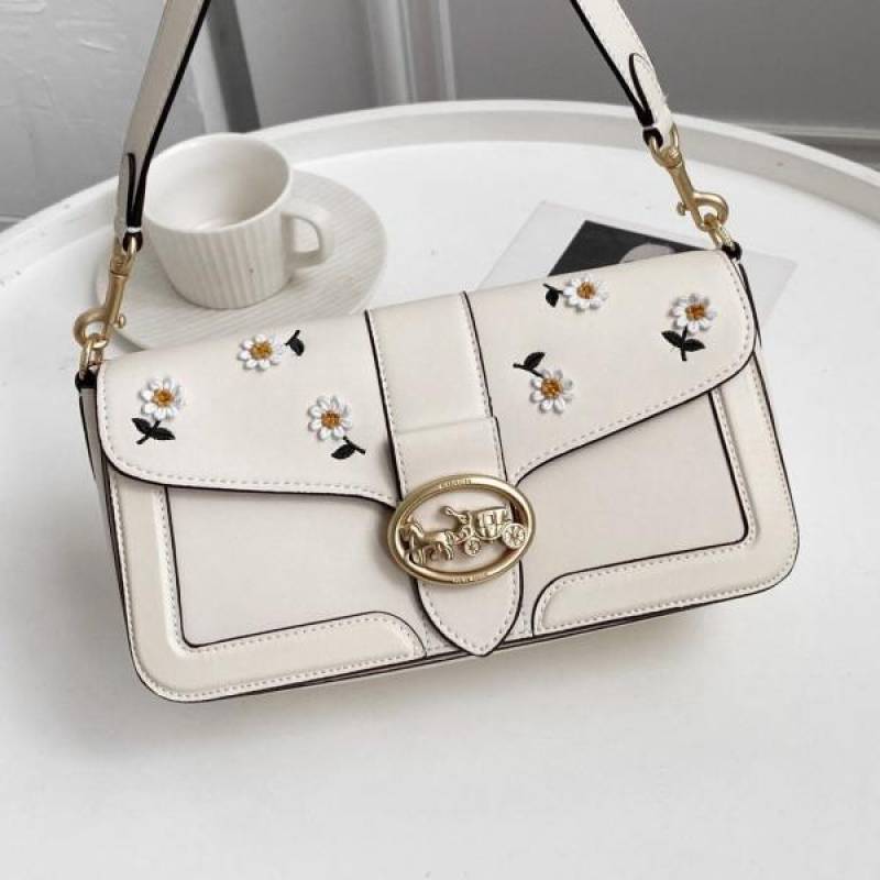 Coaach Georgie Signature Shoulder Bag With OG Box & Dust Bag (White - 535)