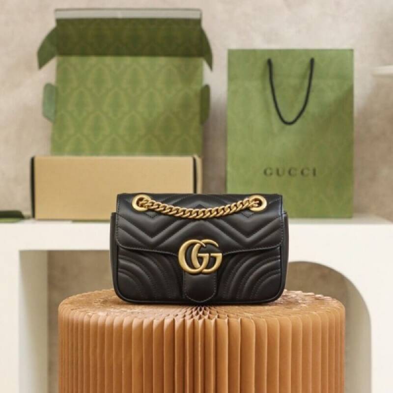 GG Marmont Matelasse Premium Shoulder Bag With OG Box & Premium Dust Bag (Black 250) video