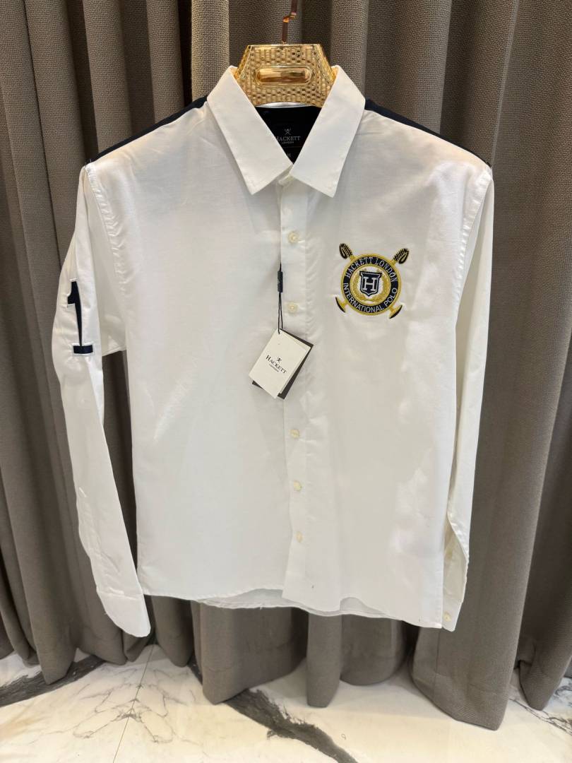 Hackett Chest Logo Full Sleeves Shirt White