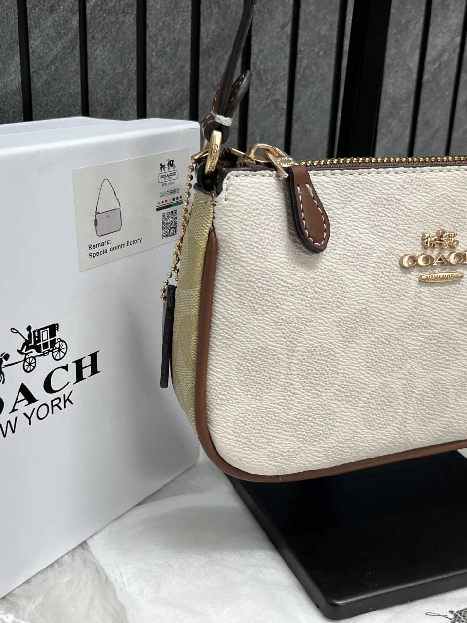 Coacch Nolita Br-White-Mono With Original Box DustCover & Pearl charm
