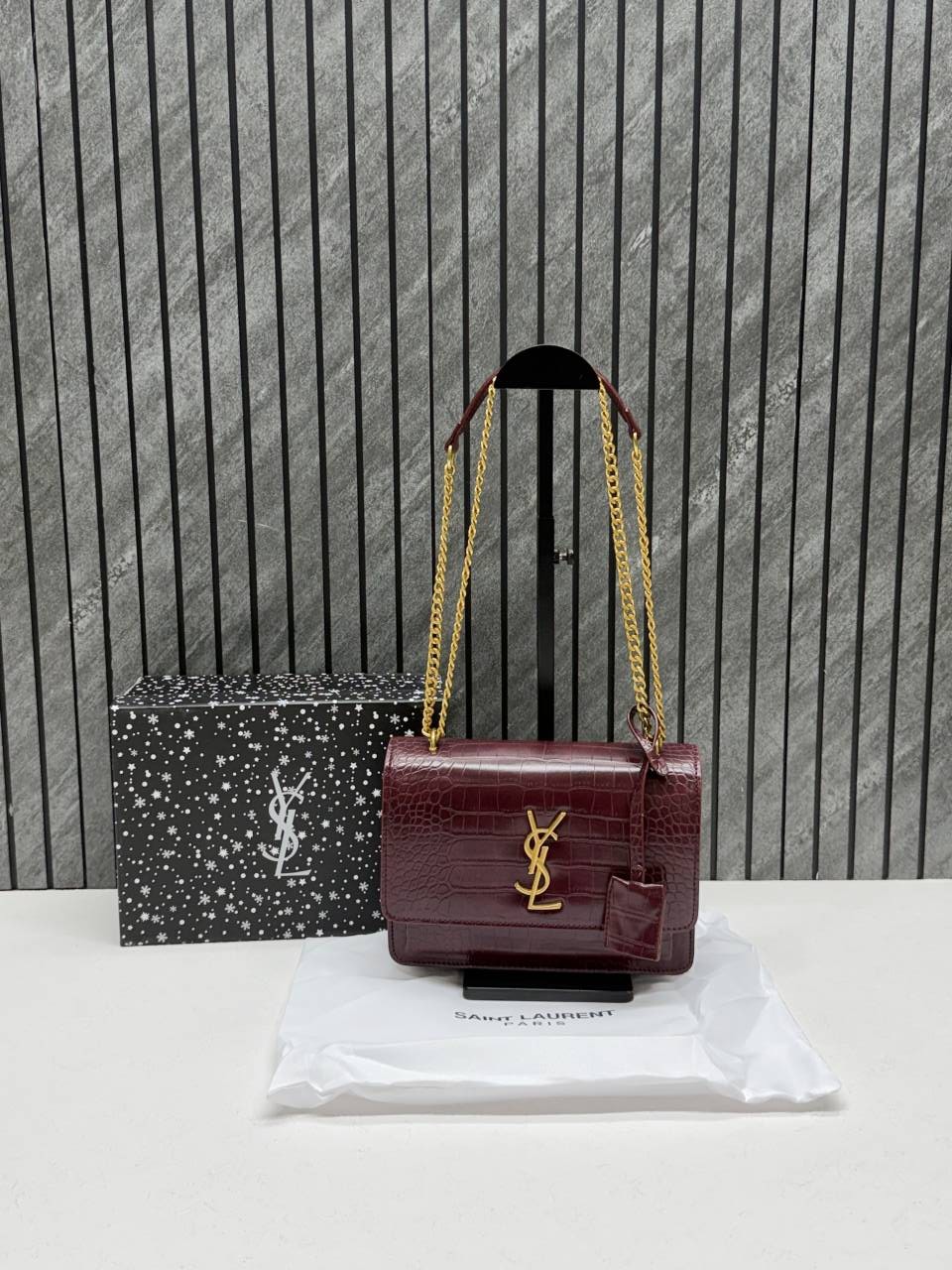 Ysl sunset Crocodile Skin 2504 Shoulder Bag With Original Box & DustCover