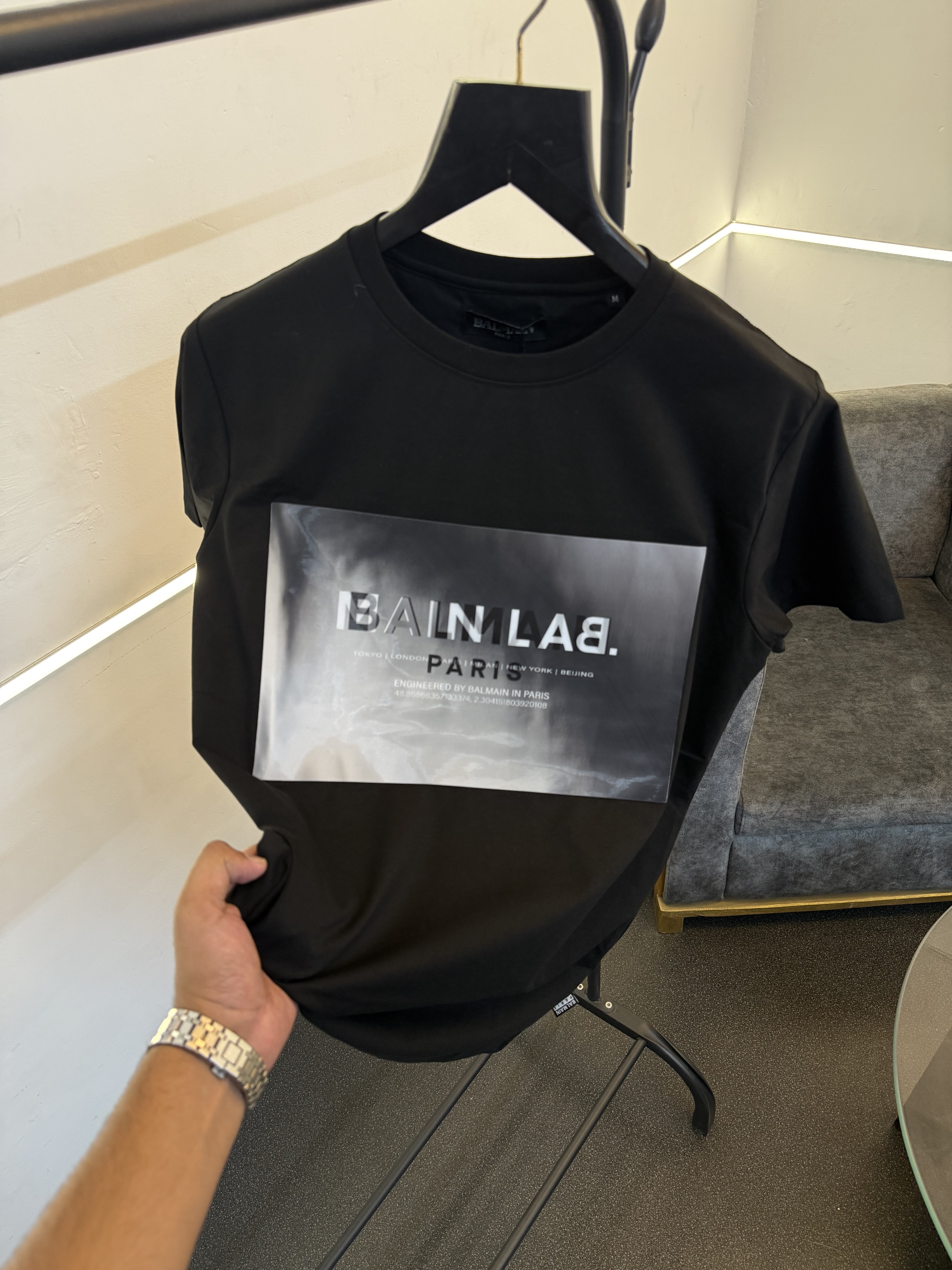 Balman Turkey imported round neck 3d print patch tshirt black