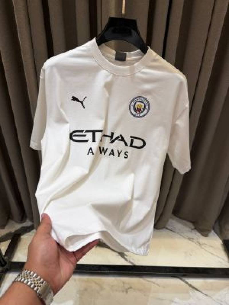 Pum_Mancity Logo Round Neck T shirt White