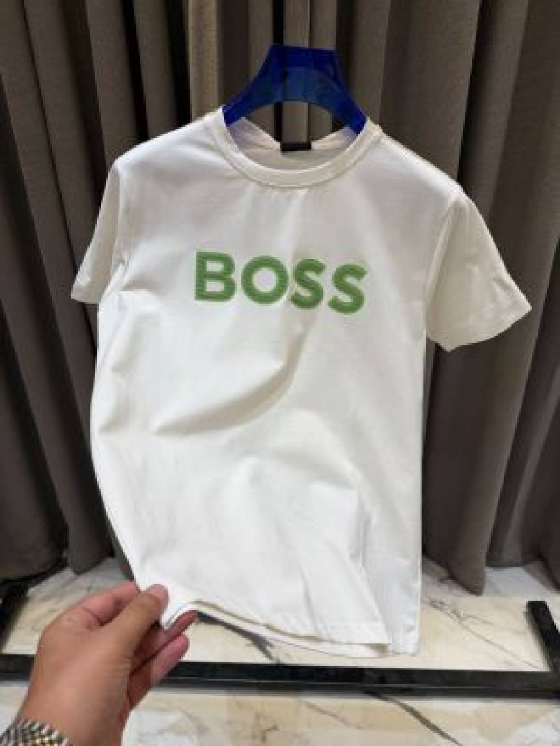 Boss Middle Brand Logo Round Neck T-shirt White