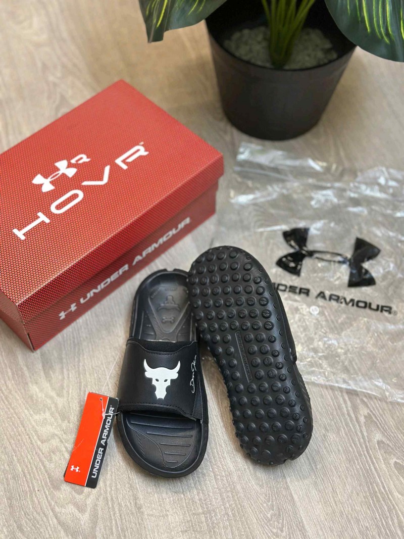 Under Armor Project Rock 3 Black White Flip-Flop