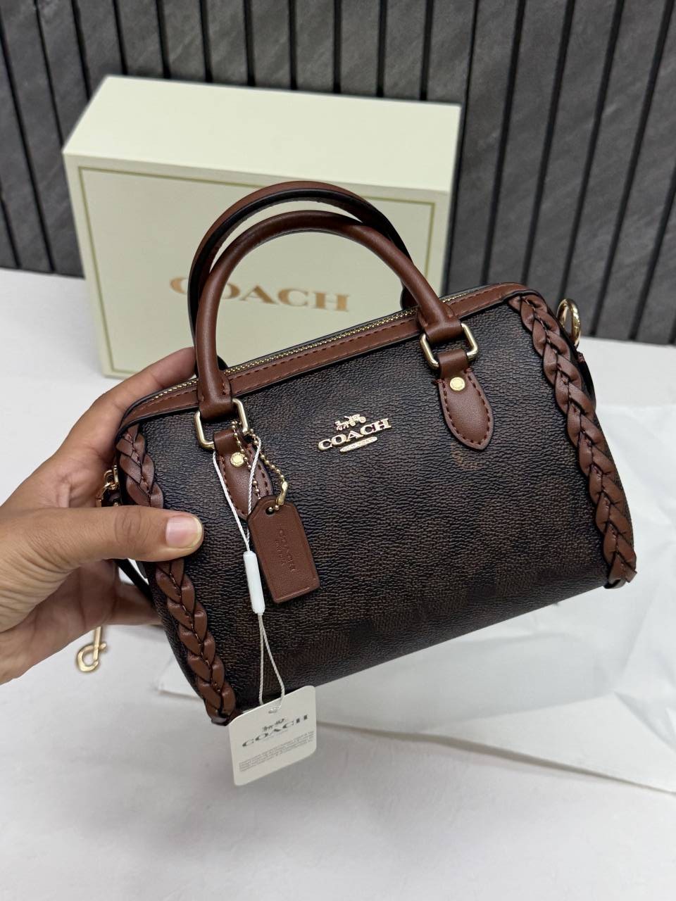 Coach Rowan Mini Braided Crossbody Bag With Original Magnet Box & DustCover Packing