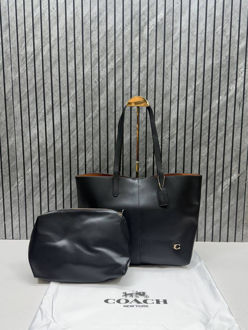 Coacchh Black North Tote With DustCover & Pouch