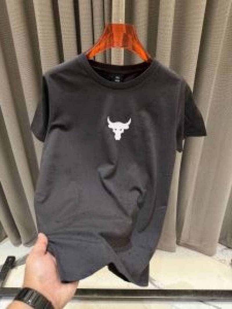 Under Armor Middle Brand Logo Round Neck T-shirt Black