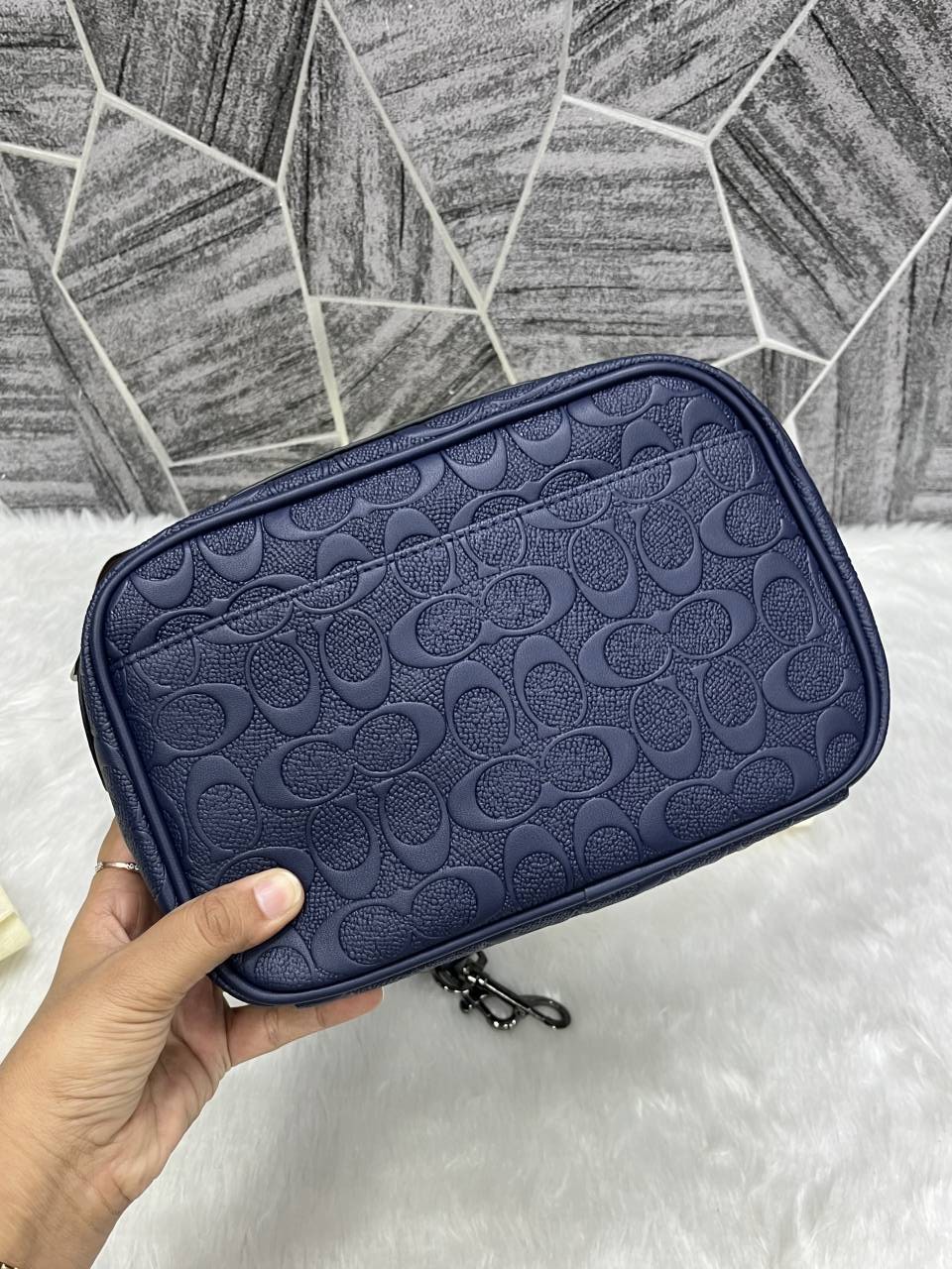 Coach Blue Emboss Leather Unisex Crossbody Bag With DustCover - Image 2