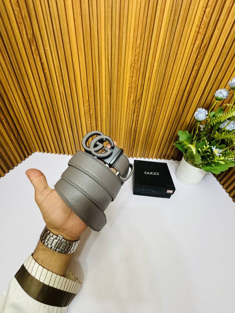54 GUCCCI PREMIUM QUALITY GREY AUTOMATIC LOCK BELT NO.45