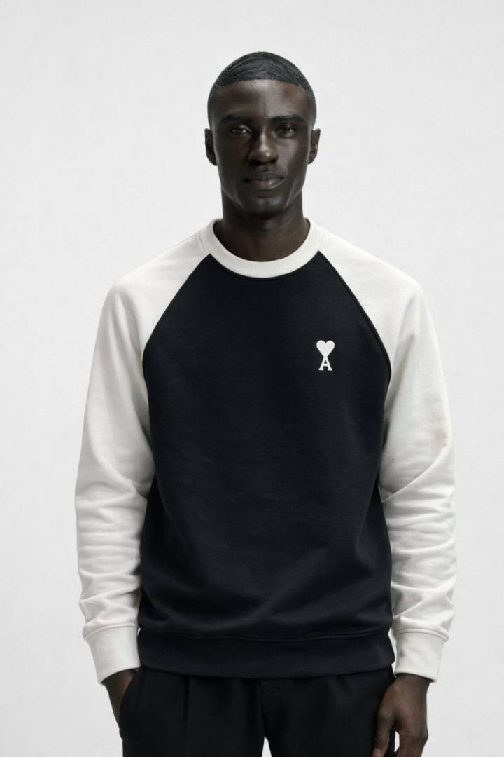 Ami IMPORTED STORE ARTICLE SWEATSHIRT BLACK WHITE