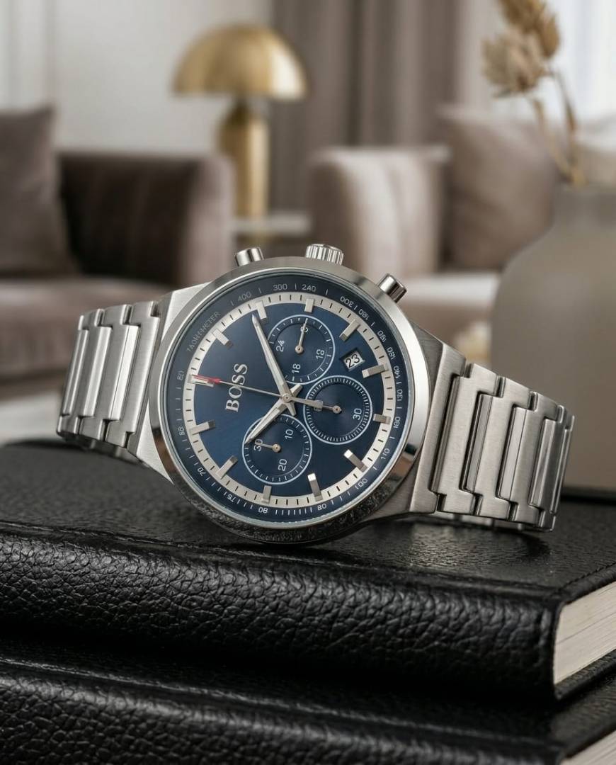 Boss Candor Chronograph Silver-Blue